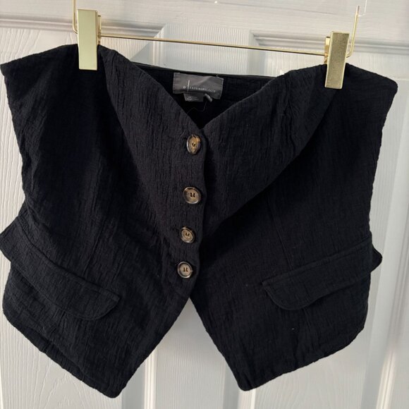 Anthropologie Black Strapless Button Up Vest - Picture 2 of 4